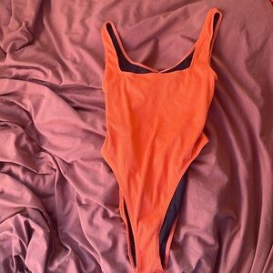 open back square neck one piece bathing suit